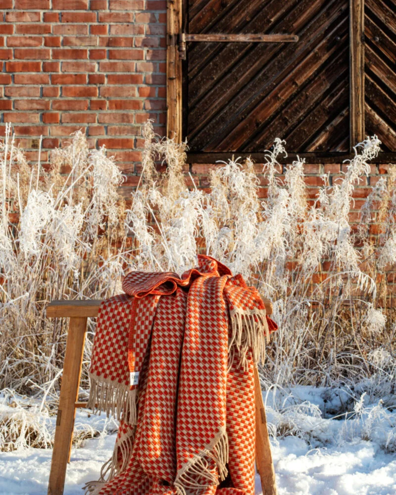 Røros “Isak” – Wollen Plaid – Rood/Bruin